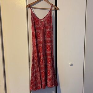 NATURAL LIFE Red Bohemian Midi Dress